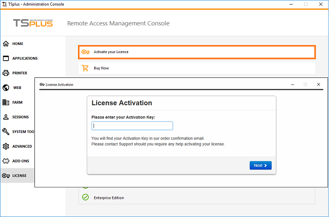 TSplus activation key pricing