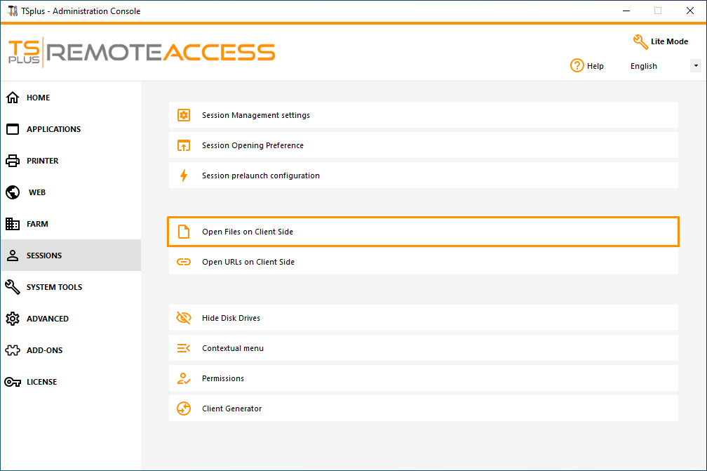 TSplus open files on client side pricing