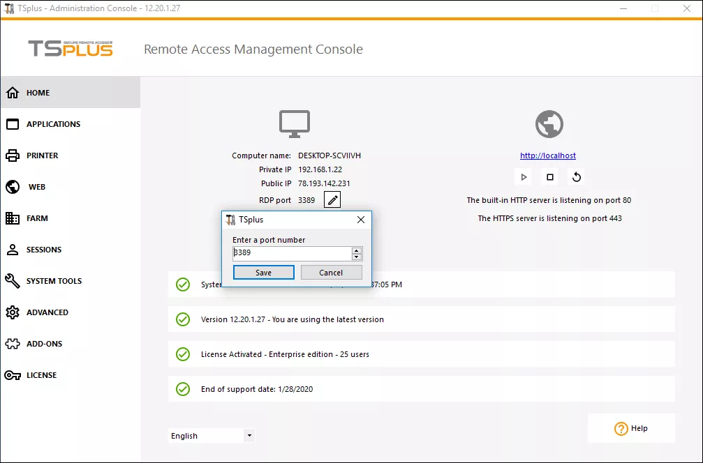 TSplus setup connection client pricing