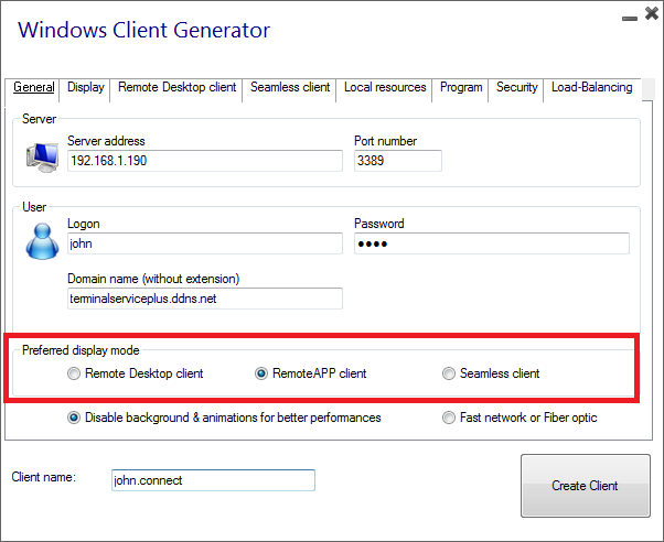 TSplus seamless client download