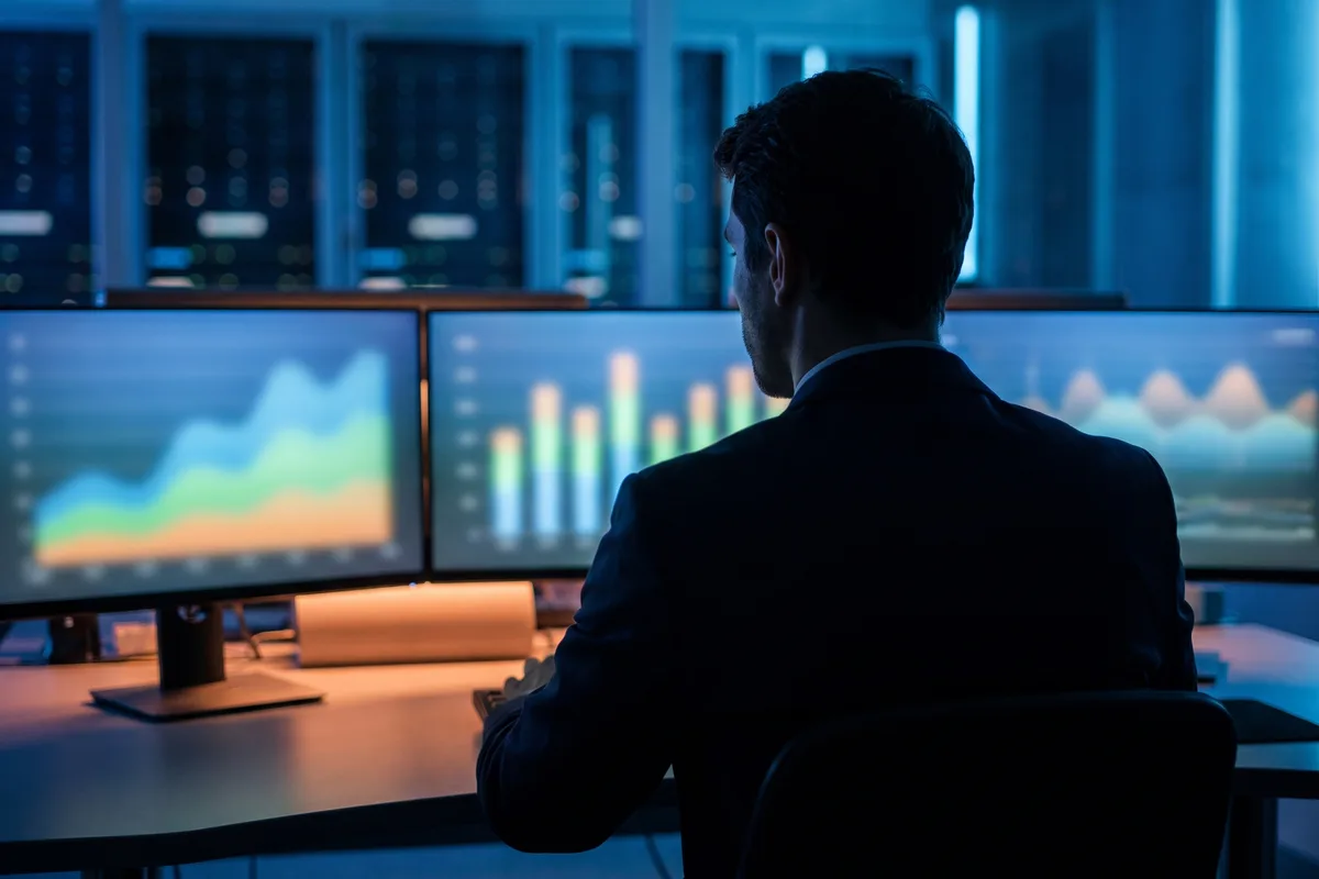 An IT administrator managing remote desktop users from a multi-monitor console, the day-to-day of running a Citrix alternative